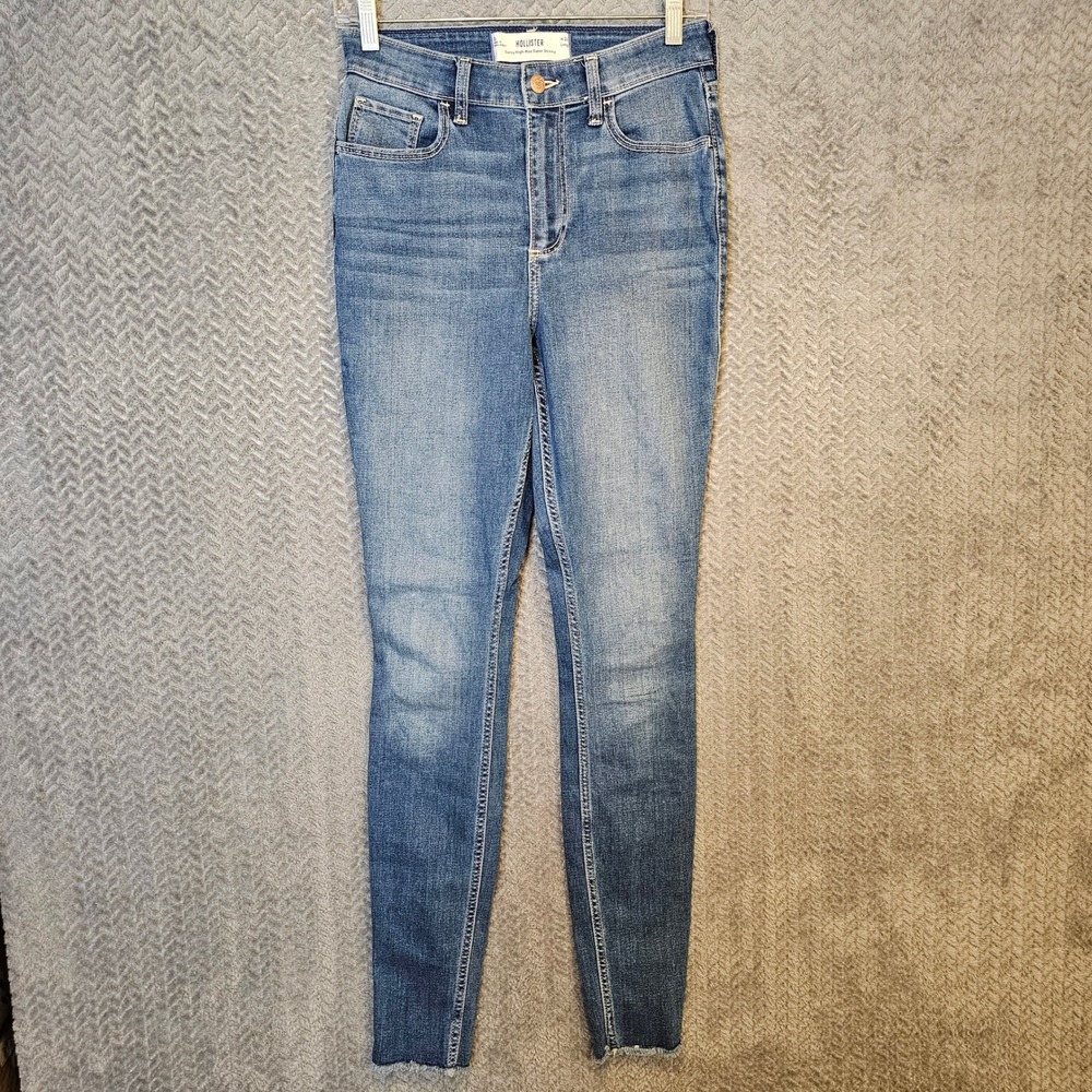 Hollister Curvy High Rise Super Skinny Jeans‎ W26 Long Medium Wash Raw Hem 2L